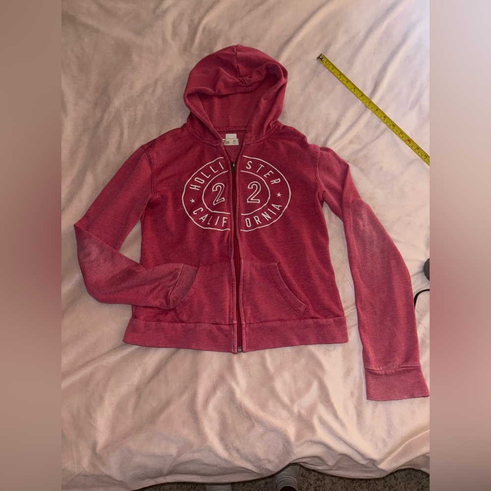Juniors hollister pink zip up size xs